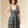 HUNIVERS Outlander Lace-Up Tartan Plaid Dress