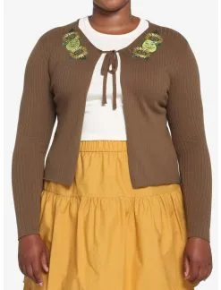Sweaters And Cardigans Sales 15 HUNIVERS Shrek Sunflower Tie-Front Skimmer Cardigan Plus Size