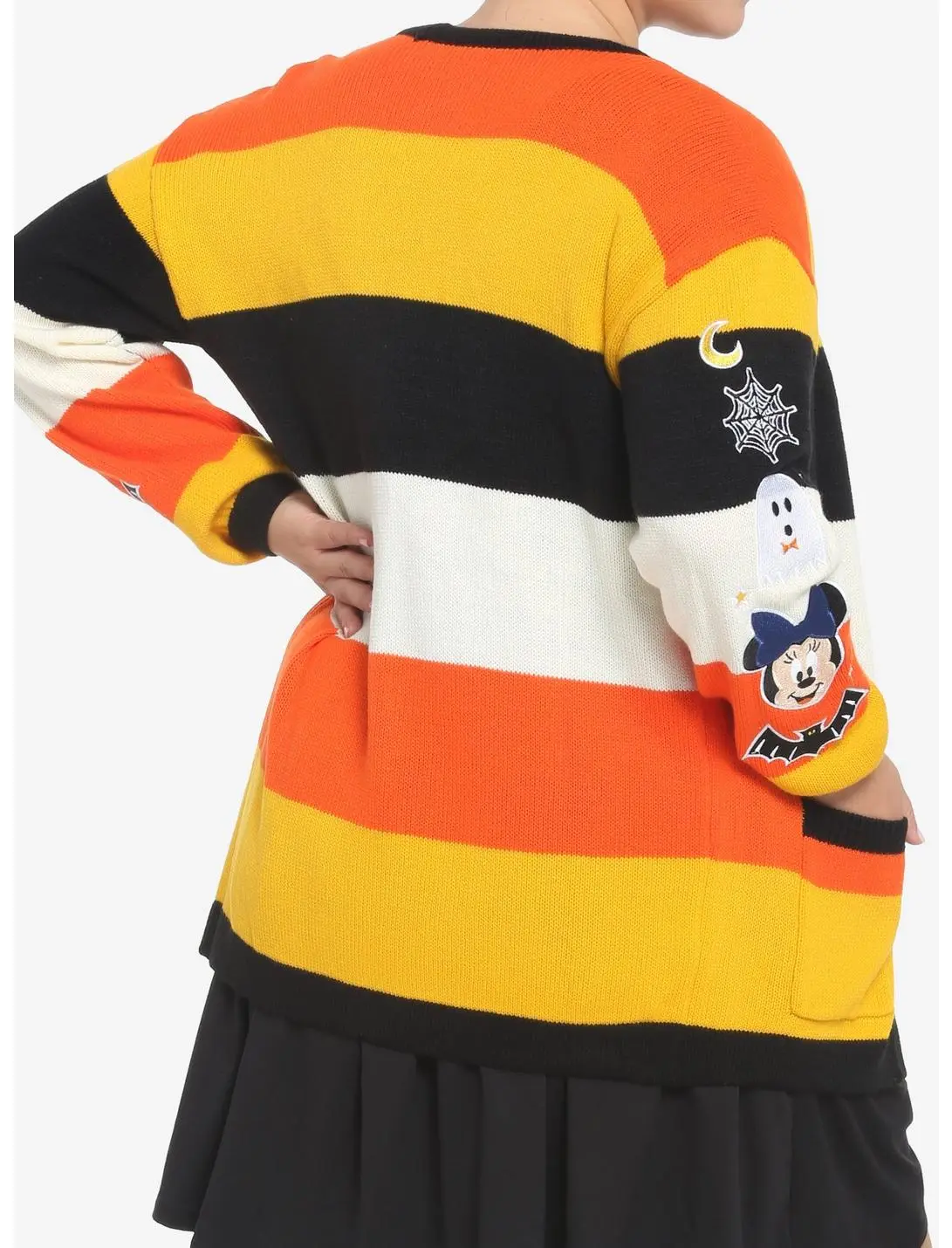 HUNIVERS Her Universe Disney Halloween Mickey Mouse Stripe Open Cardigan Plus Size Her Universe Exclusive 5 HUNIVERS Her Universe Disney Halloween Mickey Mouse Stripe Open Cardigan Plus Size Her Universe Exclusive - Image 3