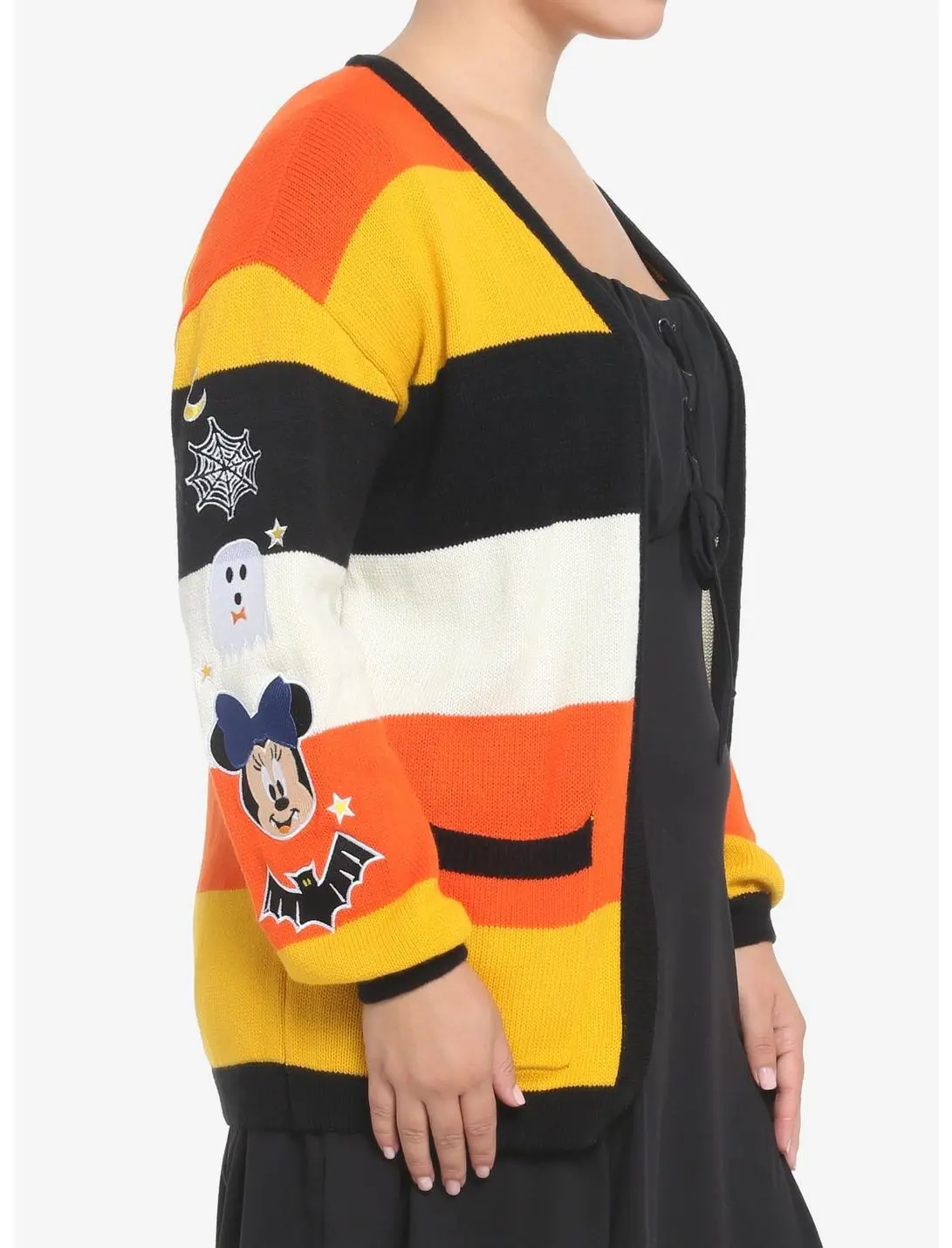 HUNIVERS Her Universe Disney Halloween Mickey Mouse Stripe Open Cardigan Plus Size Her Universe Exclusive 6 HUNIVERS Her Universe Disney Halloween Mickey Mouse Stripe Open Cardigan Plus Size Her Universe Exclusive - Image 4