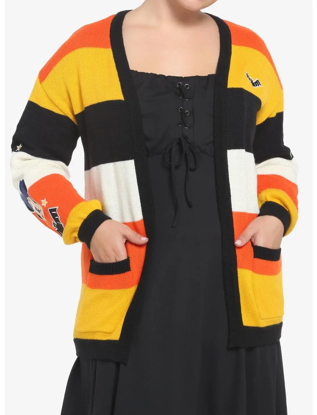 HUNIVERS Her Universe Disney Halloween Mickey Mouse Stripe Open Cardigan Plus Size Her Universe Exclusive 3 HUNIVERS Her Universe Disney Halloween Mickey Mouse Stripe Open Cardigan Plus Size Her Universe Exclusive