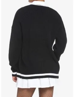 HUNIVERS Skull Embroidery Varsity Stripe Cardigan -Sweaters And Cardigans Sales 18391571 av2