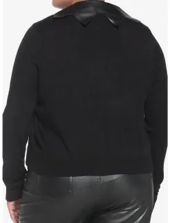 HUNIVERS Black Bat Wing Collar Cardigan Plus Size -Sweaters And Cardigans Sales 18568389 av2