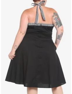 HUNIVERS Black & White Stripe Retro Halter Dress Plus Size -Sweaters And Cardigans Sales 18568404 av2