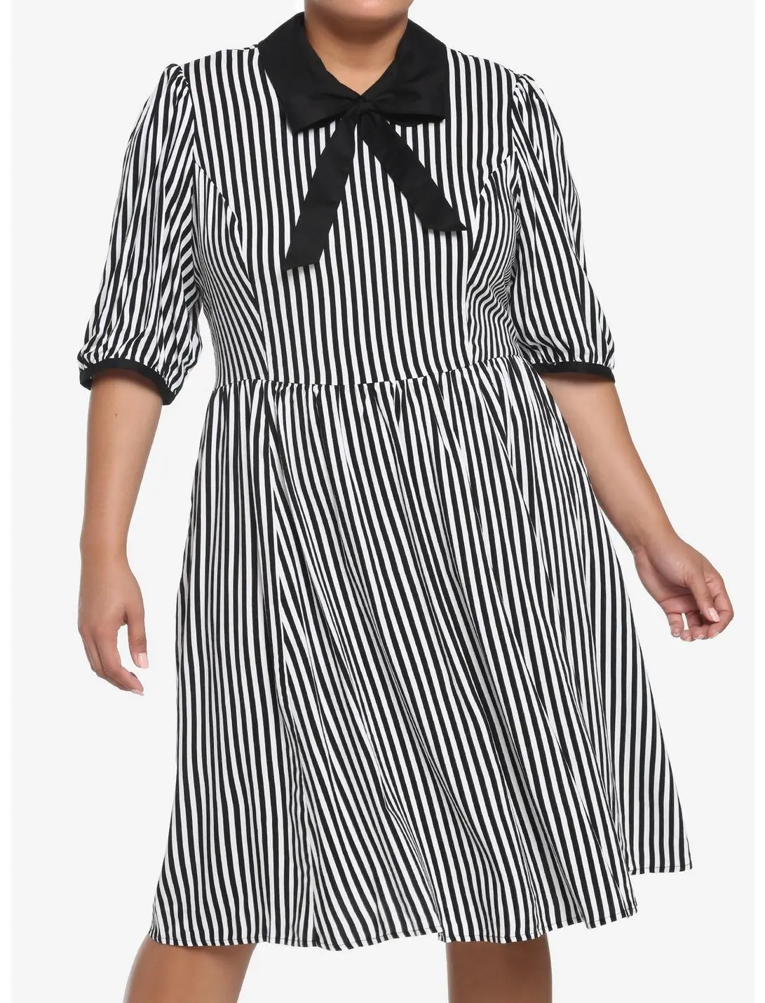 HUNIVERS Black & White Stripe Bow Retro Dress Plus Size 3 HUNIVERS Black & White Stripe Bow Retro Dress Plus Size