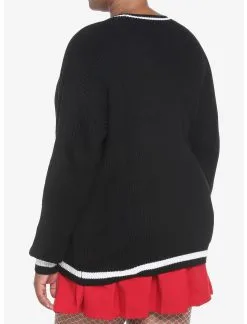 HUNIVERS Skull Embroidery Varsity Stripe Cardigan Plus Size -Sweaters And Cardigans Sales 18570892 av2