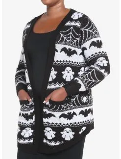 HUNIVERS Ghost Fair Isle Open Cardigan Plus Size