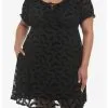 HUNIVERS Black Flocked Bats Babydoll Dress Plus Size -Sweaters And Cardigans Sales 18780411 hi