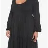 HUNIVERS Black Tiered Long-Sleeve Dress Plus Size -Sweaters And Cardigans Sales 18780426 hi