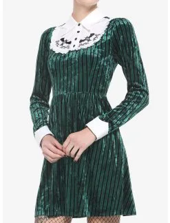 HUNIVERS Her Universe Disney The Haunted Mansion Ghost Host Velvet Long-Sleeve Dress