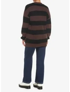 HUNIVERS Black & Brown Stripe Oversize Cardigan 7 HUNIVERS Black & Brown Stripe Oversize Cardigan -Sweaters And Cardigans Sales 18944033 av2