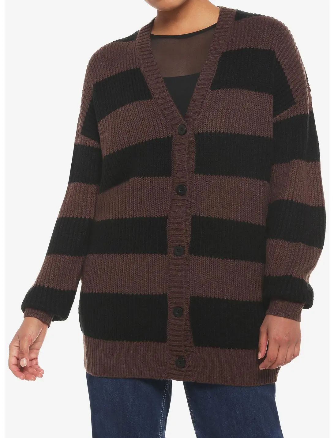 HUNIVERS Black & Brown Stripe Oversize Cardigan 3 HUNIVERS Black & Brown Stripe Oversize Cardigan