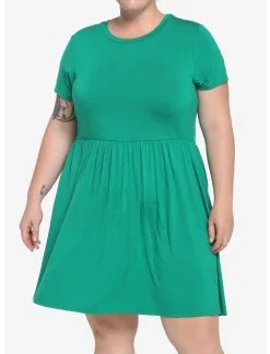 HUNIVERS Green Skater Dress Plus Size