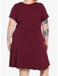 HUNIVERS Burgundy Skater Dress Plus Size -Sweaters And Cardigans Sales 18984520 av2