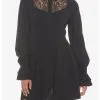 HUNIVERS Black Lace Collared Dress -Sweaters And Cardigans Sales 19001232 hi