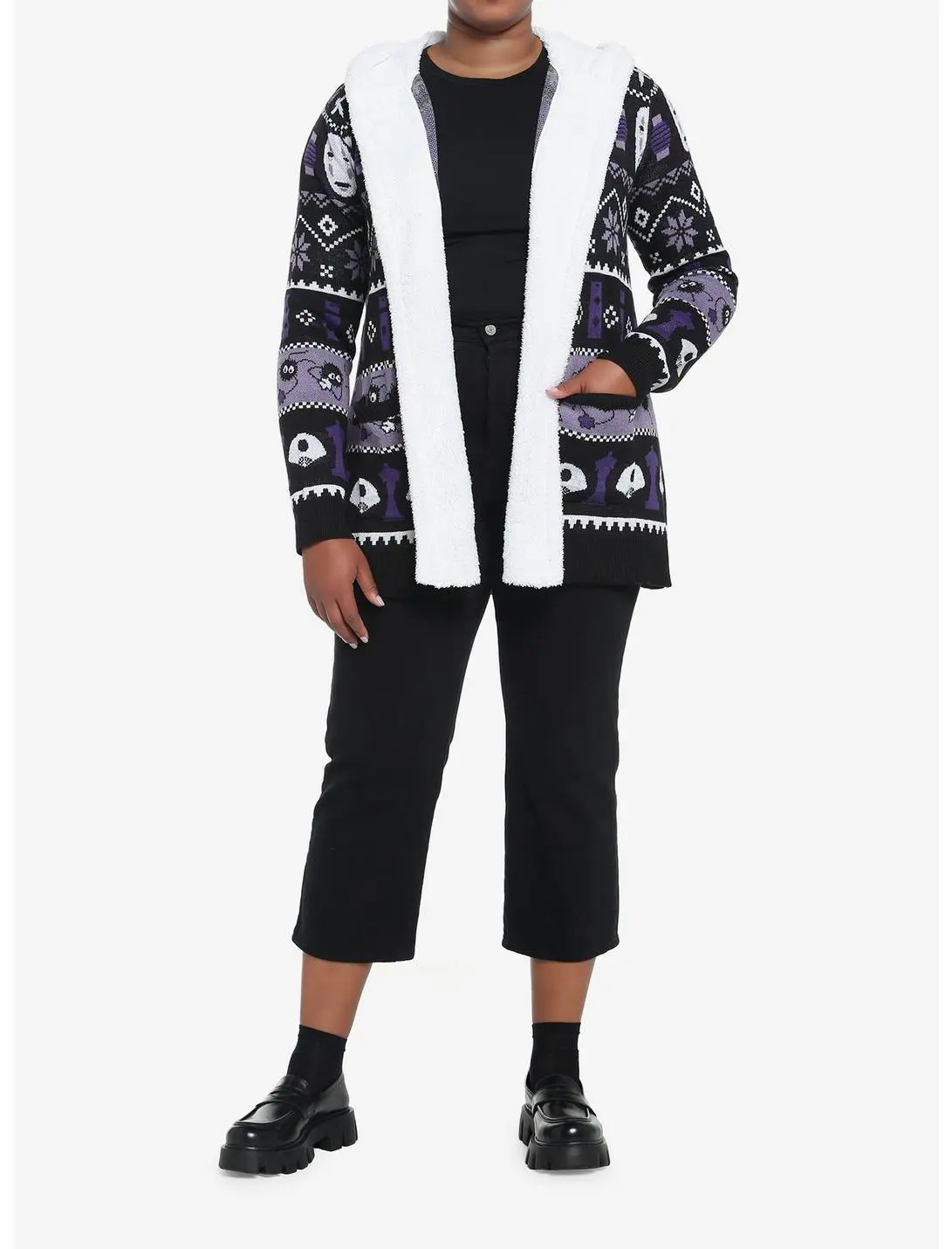 HUNIVERS Her Universe Studio Ghibli Spirited Away Fair Isle Sherpa Open Cardigan Plus Size 4 HUNIVERS Her Universe Studio Ghibli Spirited Away Fair Isle Sherpa Open Cardigan Plus Size - Image 2