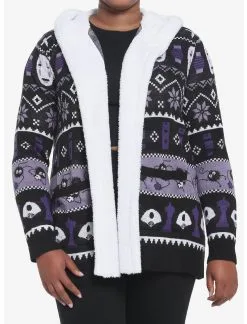 HUNIVERS Her Universe Studio Ghibli Spirited Away Fair Isle Sherpa Open Cardigan Plus Size