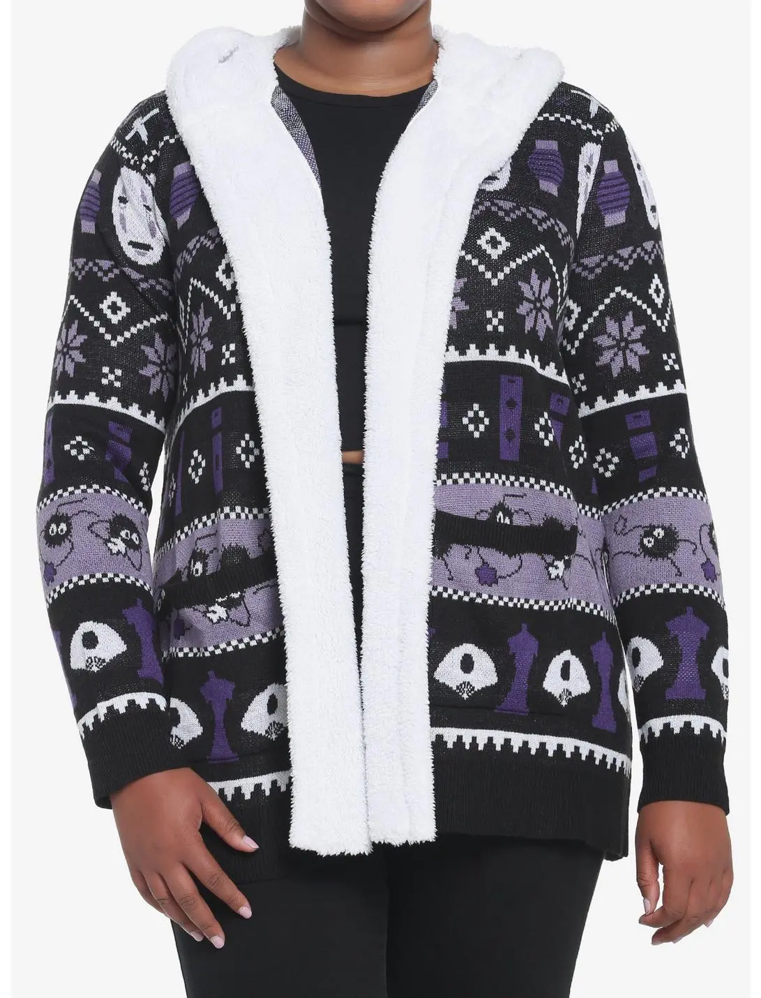 HUNIVERS Her Universe Studio Ghibli Spirited Away Fair Isle Sherpa Open Cardigan Plus Size 3 HUNIVERS Her Universe Studio Ghibli Spirited Away Fair Isle Sherpa Open Cardigan Plus Size