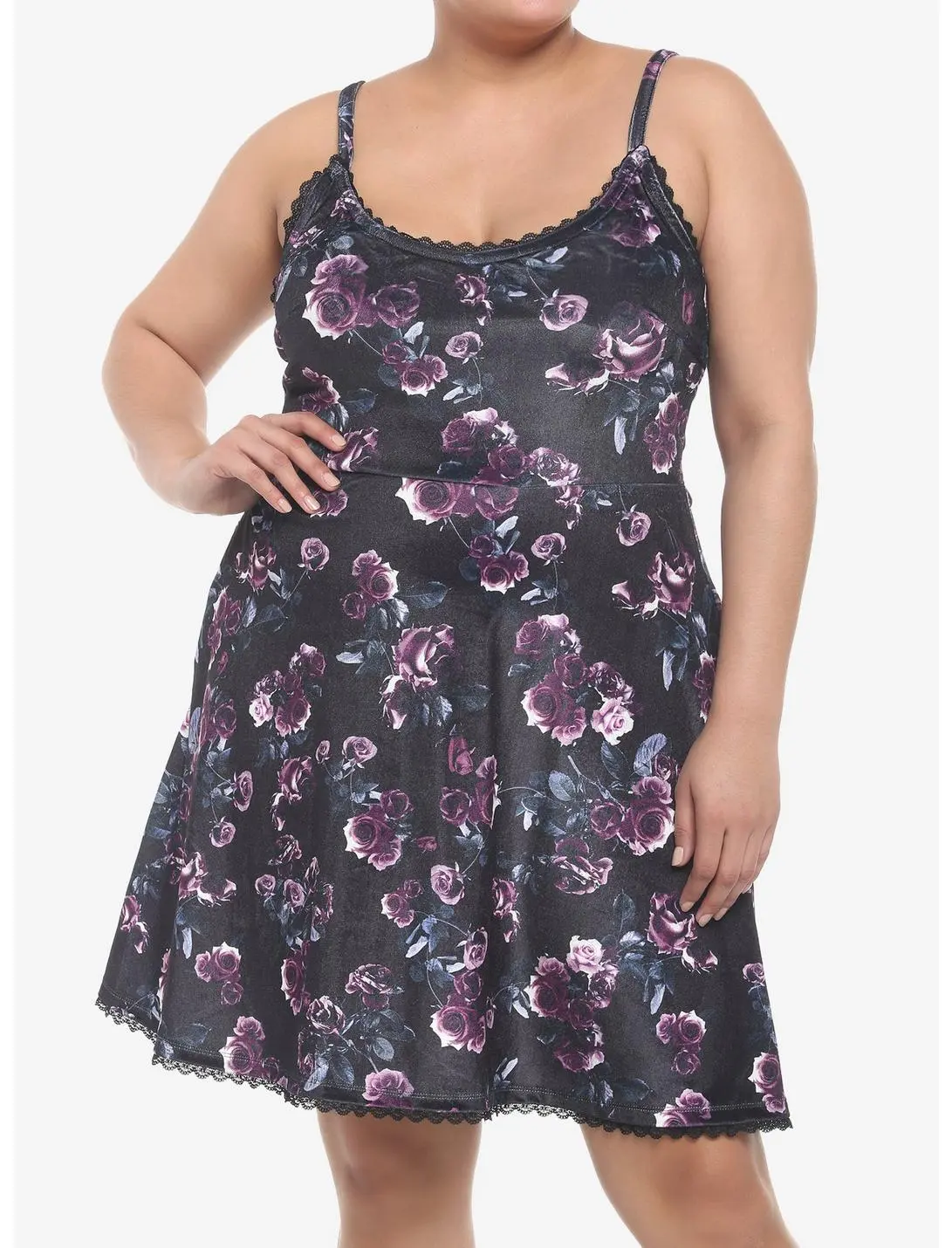 HUNIVERS Dark Rose Velvet Cami Dress Plus Size 3 HUNIVERS Dark Rose Velvet Cami Dress Plus Size