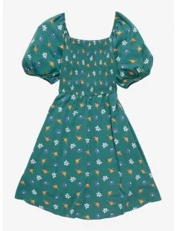 HUNIVERS Her Universe Disney Aladdin Icons Allover Print Smocked Dress