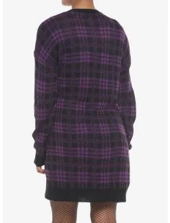 HUNIVERS Purple & Black Plaid Oversized Cardigan 7 HUNIVERS Purple & Black Plaid Oversized Cardigan -Sweaters And Cardigans Sales 19355958 av2