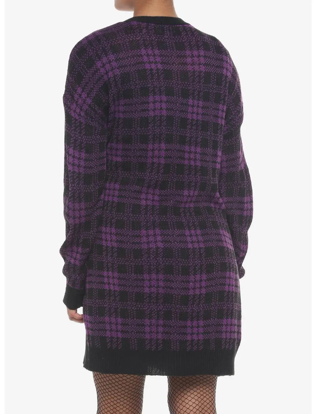HUNIVERS Purple & Black Plaid Oversized Cardigan 5 HUNIVERS Purple & Black Plaid Oversized Cardigan - Image 3
