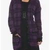 HUNIVERS Purple & Black Plaid Oversized Cardigan -Sweaters And Cardigans Sales 19355958 hi