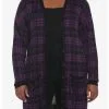 HUNIVERS Purple & Black Plaid Oversized Cardigan Plus Size -Sweaters And Cardigans Sales 19355966 hi