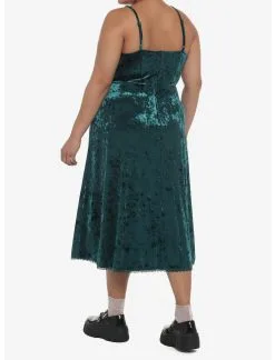 HUNIVERS Green Velvet Midi Slip Dress Plus Size -Sweaters And Cardigans Sales 19356100 av2