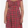 HUNIVERS Red Plaid Retro Sweetheart Dress Plus Size -Sweaters And Cardigans Sales 19356115 hi