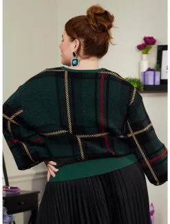 HUNIVERS Her Universe Disney Holiday Plaid Mickey Mouse Knit Sweater Plus Size -Sweaters And Cardigans Sales 19496957 av2