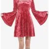 Red Crushed Velvet Bell Sleeve Mini Dress -Sweaters And Cardigans Sales 19543639 hi