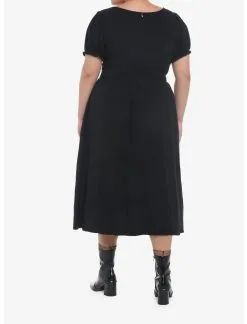Black Puff Sleeve Corset Midi Dress Plus Size -Sweaters And Cardigans Sales 19543662 av2