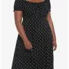 Black Crescent Moon Puff Sleeve Midi Dress Plus Size