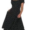 Black Crescent Moon Puff Sleeve Midi Dress -Sweaters And Cardigans Sales 19543691 hi