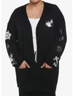 HUNIVERS Disney Steamboat Willie Icons Open Cardigan Plus Size