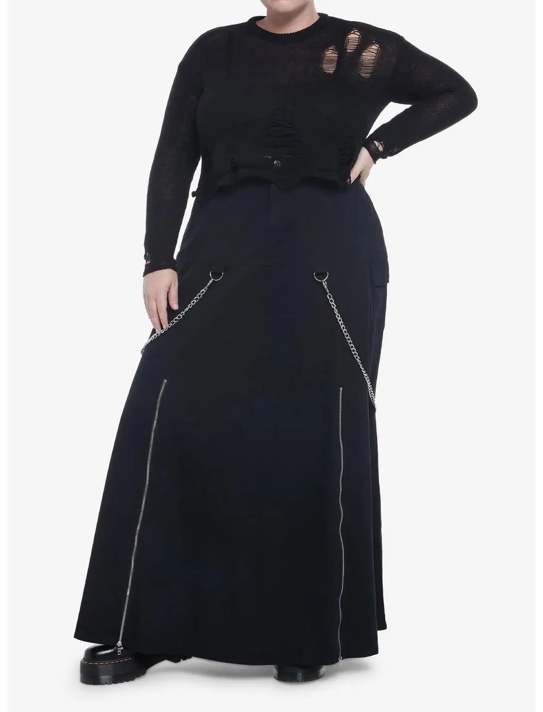 Black Distressed Crop Sweater Plus Size 4 Black Distressed Crop Sweater Plus Size - Image 2