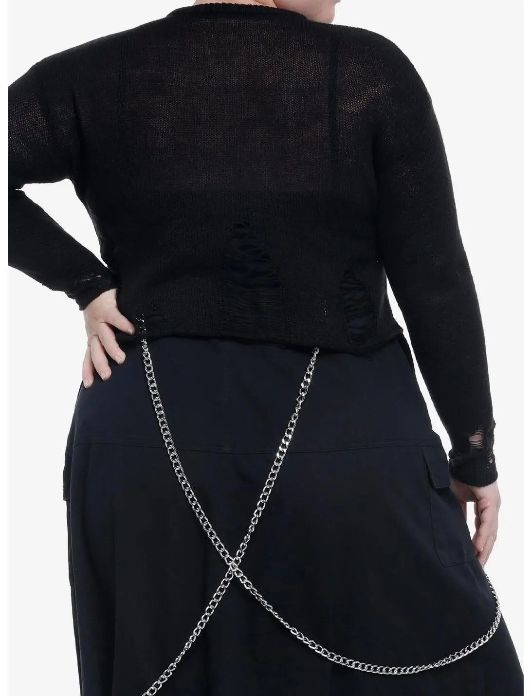 Black Distressed Crop Sweater Plus Size 5 Black Distressed Crop Sweater Plus Size - Image 3