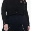 Black Distressed Crop Sweater Plus Size -Sweaters And Cardigans Sales 19801167 hi