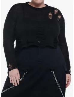 Sweaters And Cardigans Sales 29 Black Distressed Crop Sweater Plus Size