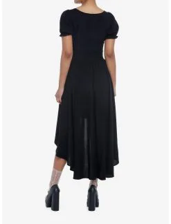 Black Babydoll Lace-Up Midi Dress -Sweaters And Cardigans Sales 19801204 av2