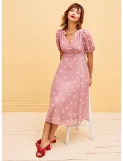 HUNIVERS Her Universe Disney Minnie Mouse Flower Chiffon Midi Dress