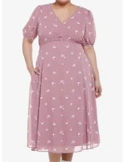 HUNIVERS Her Universe Disney Minnie Mouse Flower Chiffon Midi Dress Plus Size