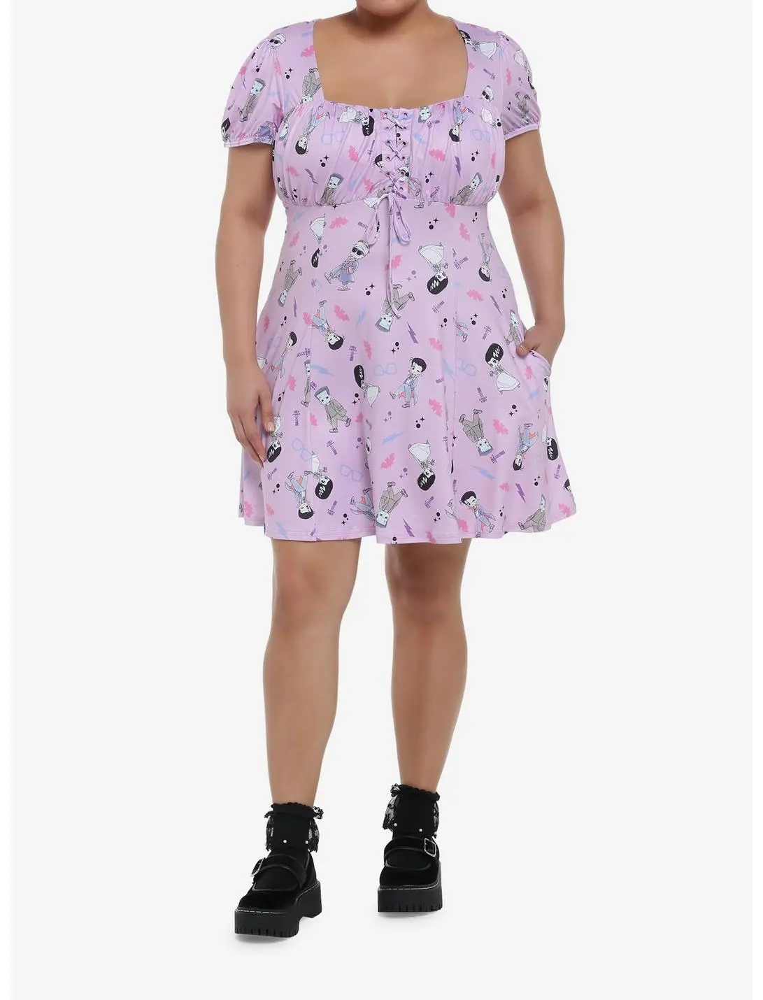 HUNIVERS Universal Monsters Chibi Characters Dress Plus Size 4 HUNIVERS Universal Monsters Chibi Characters Dress Plus Size - Image 2