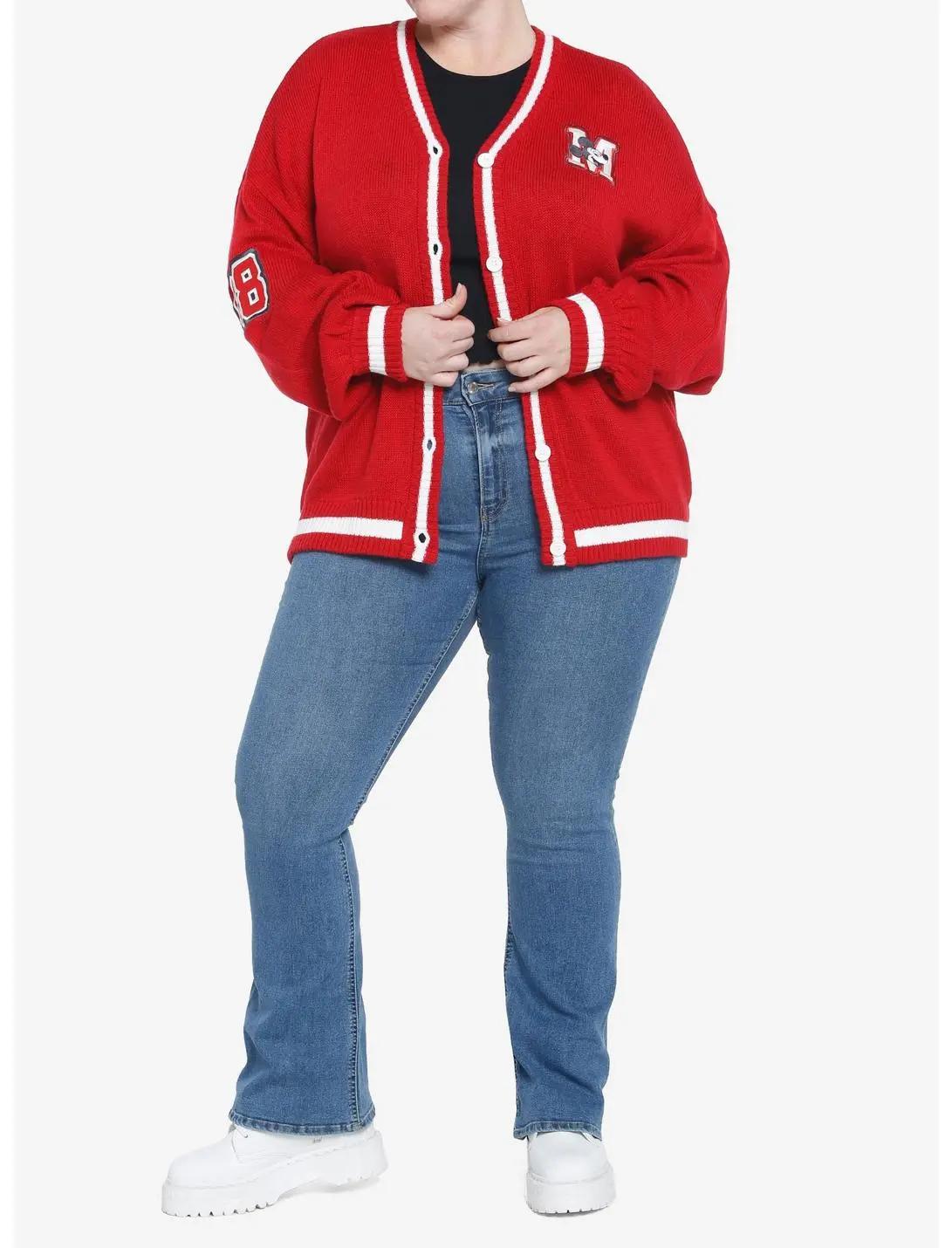 HUNIVERS Her Universe Disney100 Mickey Mouse Club Vintage Varsity Cardigan Plus Size 5 HUNIVERS Her Universe Disney100 Mickey Mouse Club Vintage Varsity Cardigan Plus Size - Image 3