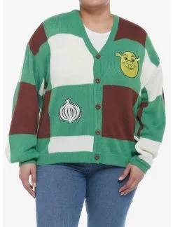HUNIVERS Shrek Patchwork Skimmer Cardigan Plus Size