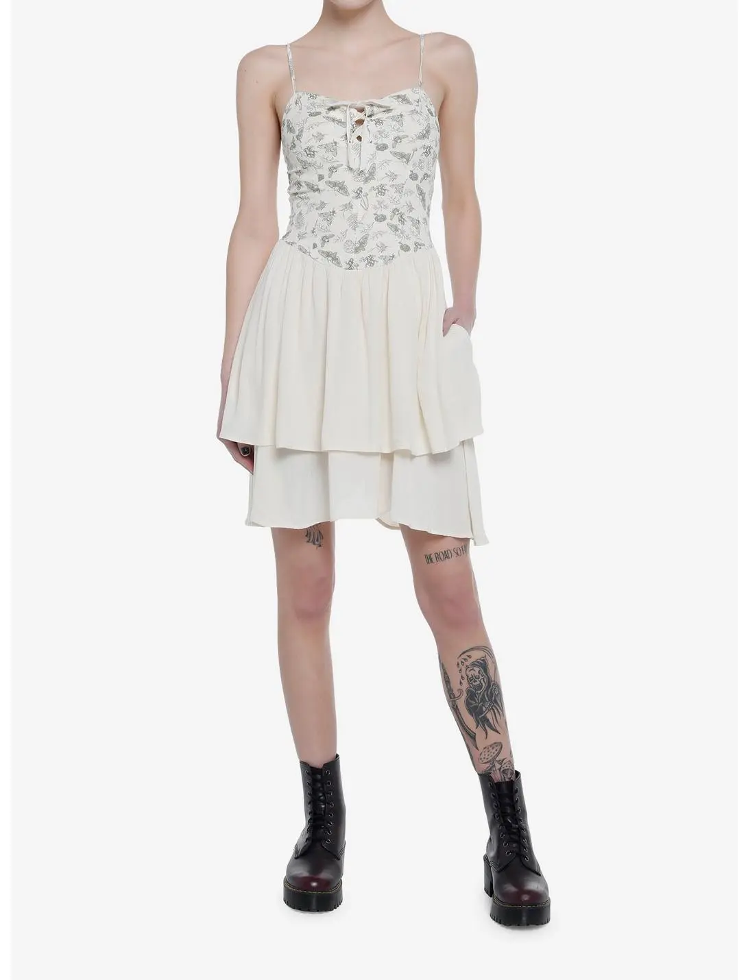 Cottagecore Ivory Strappy Tiered Dress 4 Cottagecore Ivory Strappy Tiered Dress - Image 2