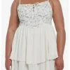Cottagecore Ivory Strappy Tiered Dress Plus Size -Sweaters And Cardigans Sales 19954811 hi