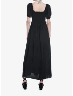 Thorn & Fable Black Smock Puff Sleeve Maxi Dress -Sweaters And Cardigans Sales 20066949 av2