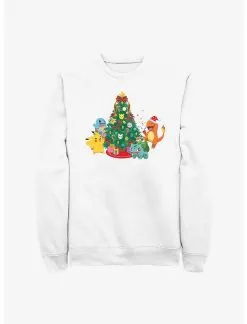 Pokémon Christmas Tree Pikachu, Squirtle, Bulbasaur And Charmander Sweatshirt